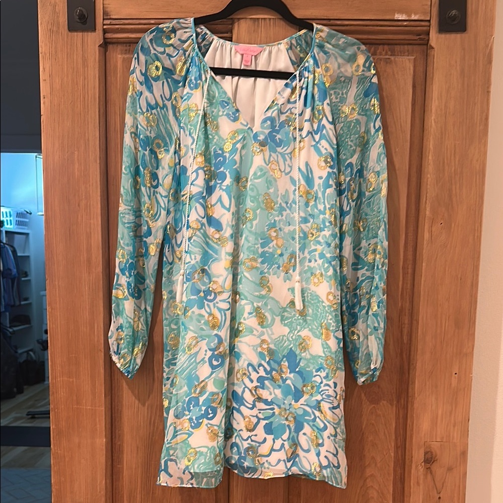 Blue and Gold Green Dress